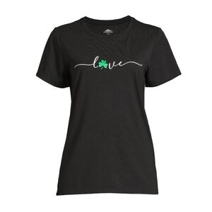Womens Black Love St. Patrick's Day Graphic O'Clover T-Shirt - M (8/10)